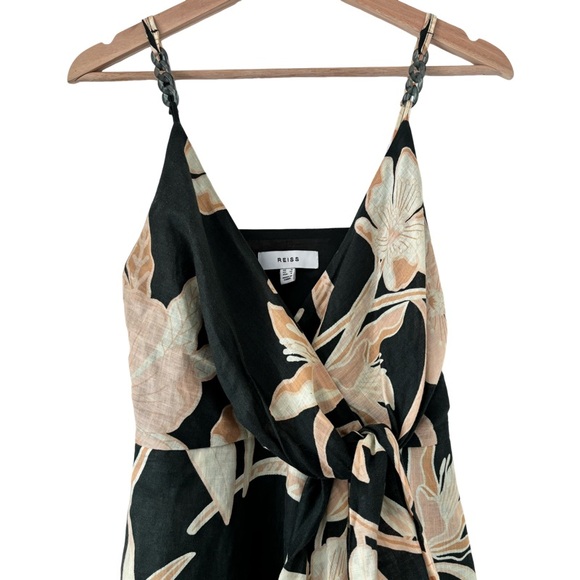 🛑SOLD🛑 REISS Alice Fitted Floral Print Midi Dress in Khaki Size 4 - Picture 7 of 12